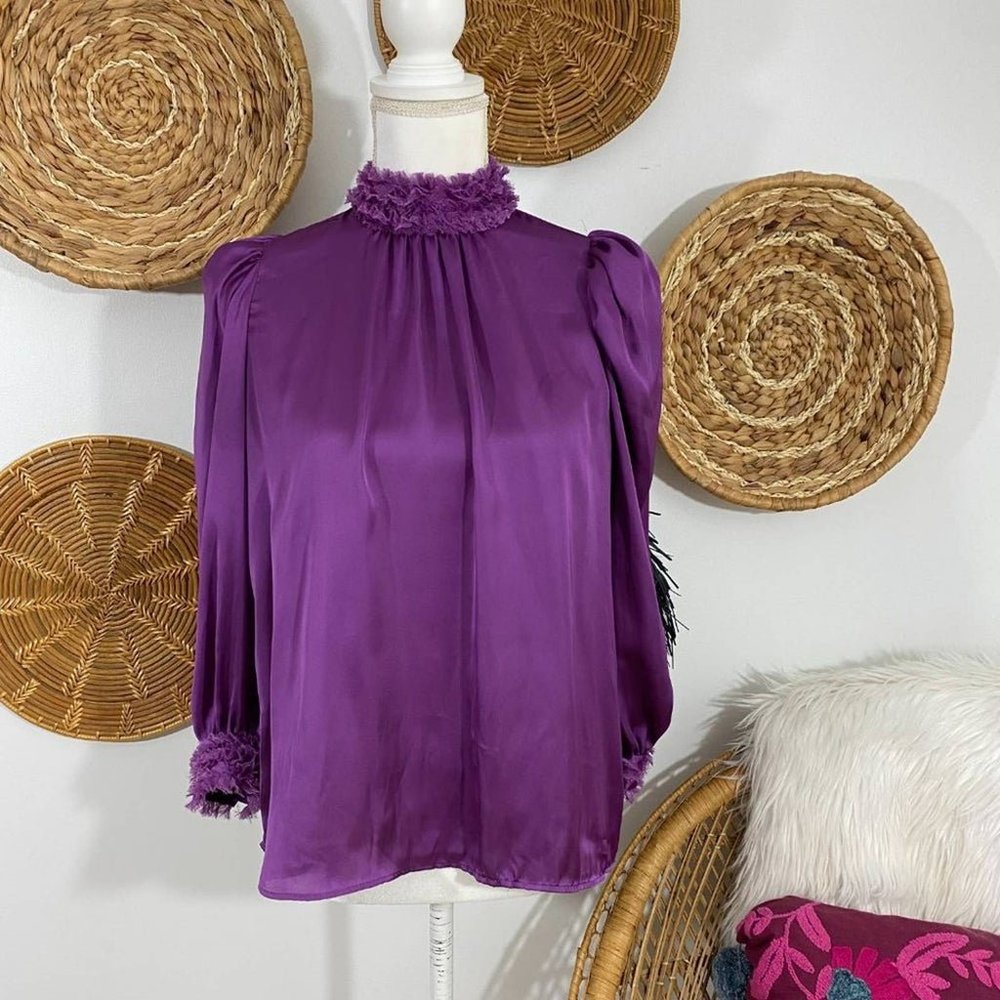 (Zara) High Neck Puff Sleeve Blouse